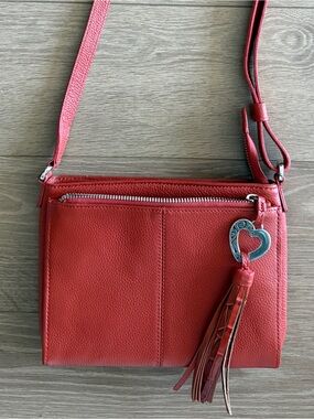 BRIGHTON Barbados City Organizer Leather Purse in Rust Orange Color